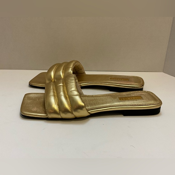 Top shop Pampas Padded Flat Sandals in Gold 40 - Picture 4 of 10